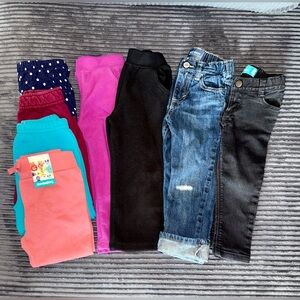 2T girls pants, sweatpants joggers, jeans denim bundle ♡ old navy, garanimals